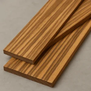 beli lumber board face with light-to-medium brown color and dark zebrawood-like stripes