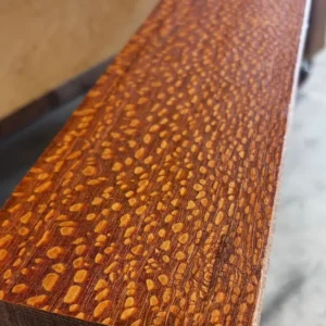 Leopardwood board close-up showing bold ray fleck pattern | G&H Hardwoods Auburn Seattle Tacoma