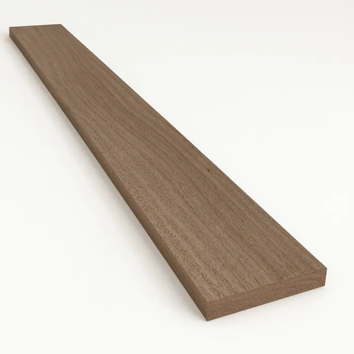Long Peruvian Walnut lumber board on a neutral light background