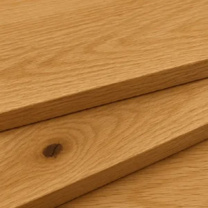 Rustic white oak boards stacked on top of each other, highlighting the smooth face grain with a few dark knots.